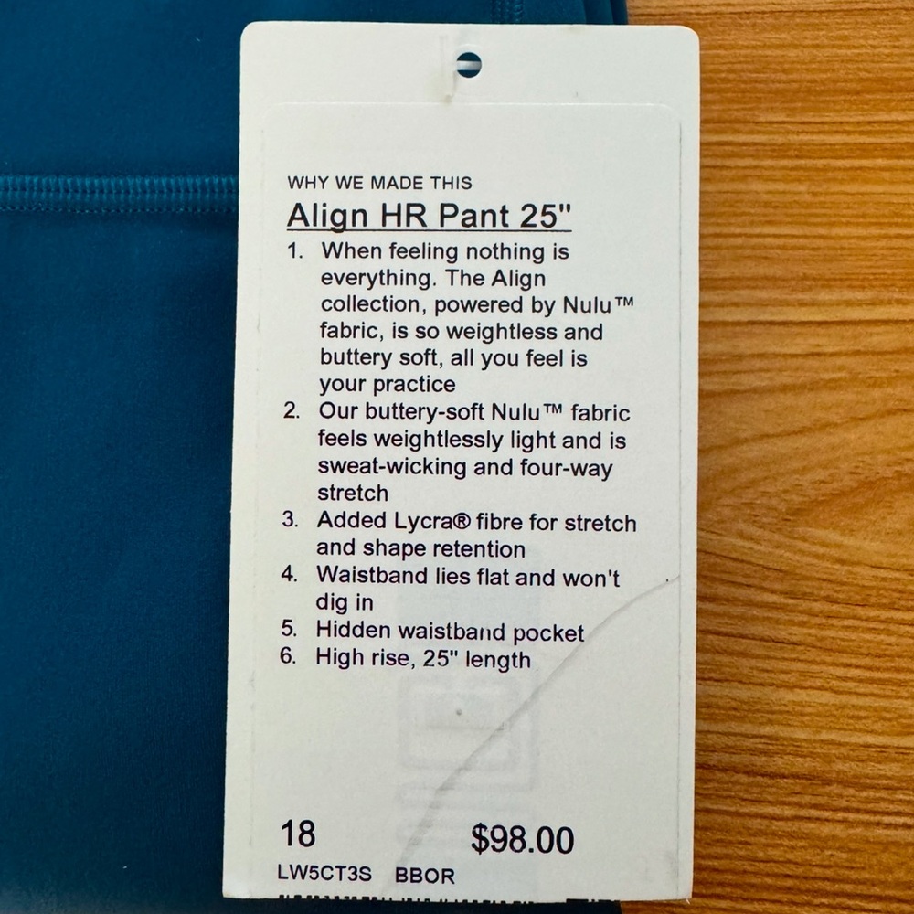 Lululemon Align HR Pant 25” Size: 18 in Blue Borealis - Picture 2 of 5